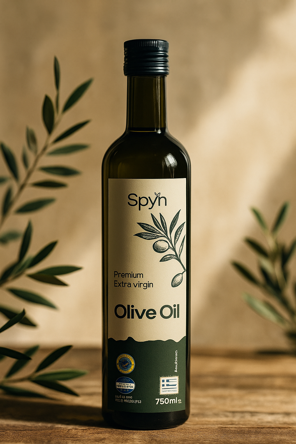 Sticlă ulei de măsline extravirgin Spyn 750ml – natural presat la rece